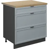 Vicco Fame-Line Keukenonderkast – 80 cm met 3 laden, WB Eik Licht blauw-grijs