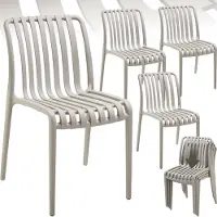 TecTake Set van 4 Tuinstoelen Alcudia - Taupe - Kunststof Stoelen- Stapelbaar - Stoelen voor Tuin, Terras of Balkon - Weerbestendig en UV-bestendig - Draagkracht 120kg per Tuinstoel