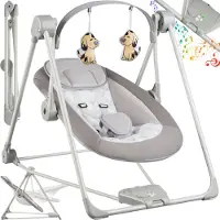 TecTake Wipstoel - Baby Stoel - Baby Swing - Schommelstoel - Inklapbaar met TrueSpeed-technologie en 5 Snelheidsniveaus - Wipstoeltjes met Speelboog