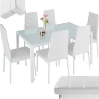 TecTake - Eetkamergroep Berlin 6 stoelen en 1 tafel - wit - 404382