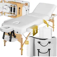 TecTake - Massagetafel met matras van 10 cm hoog + draagtas wit - 3-zones - behandeltafel – behandelbank – incl. opbergtas – opvouwbaar