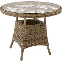 TecTake - Tuintafel natuur met aluminium frame, verwijderbaar veiligheidsglaspaneel, 91 x 73,5 cm