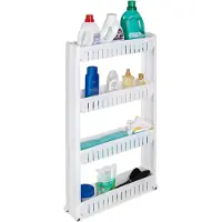 TecTake Keukenrek nisrek op wielen met 4 legplanken, wit 401629