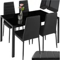 TecTake - Eetkamergroep Berlin 4+1 zwart - 402837