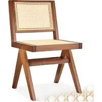 TecTake Houten Stoel Lizzy - Donker Eiken - Eetkamerstoel met Weens Vlechtwerk - Boho-Stijl Stoel met Rugleuning - Massief Houten Frame - Belastbaarheid 120 kg