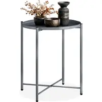 TecTake - Bijzettafel - Kleine salontafel - donkergrijs - 45,5x45,5x53cm, maximale draagkracht 30kg - 404186