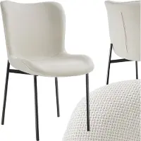TecTake - gestoffeerde eetkamerstoel - Geweven stof - beige / zwart