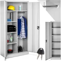 TecTake - Archiefkast Locker met 6 vakken en stang - diverse kleuren - lichtgrijs