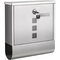 Songmics GMB120E01 XXL brievenbus, roestvrij staal met krantenvak, slot met koperen cilinder en draaibare hoes, kijkvenster, naamplaat, eenvoudige montage, 11 x 37 x 37 cm, zilver