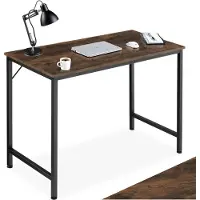TecTake - bureau hoekbureau bureautafel kantoorbureau - 100 cm - industrieel - donkerbruin