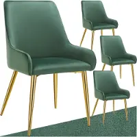 TecTake Eetkamerstoel Avane - Fluweellook, Draagkracht 120 kg - Set van 4 - Groen - Snelle Montage