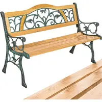 TecTake - Tuinbank - Bank voor 2 personen - 2-zits - Voor tuin, balkon of terras - Hout en gietijzer - 124 cm breed