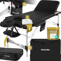 TecTake 3 Zones massagetafel - Behandeltafel incl. draagtas - 5 cm dikke vulling - Aluminium frame - 78 cm breed - 230kg draagvermogen - Incl. 15 hoofdsteundoekjes - Zwart