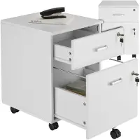 TecTake Ladenkastje - Met 2 afsluitbare lades, vergrendelbare wielen - Rolkast - Organizer - Perfect voor een georganiseerde werkplek - Kantoor, studeerkamer , thuiswerkplek - Wit