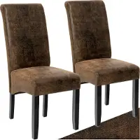 TecTake - Eetkamerstoelen - 2 stuks - suede lederlook bruin - 401596