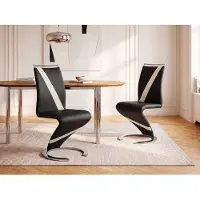 Vente-unique Set van 4 stoelen van kunstleer TWIZY - zwart met witte strepen