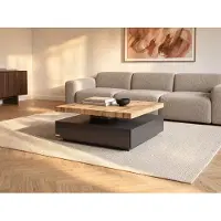 Vente-unique Salontafel KYRIA - 1 lade & draaiblad - MDF - Kleur: Antraciet & eik