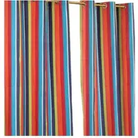 Homescapes gordijnen met oogjes multi-strepen set van 2 100% katoen, 228 x 137 cm