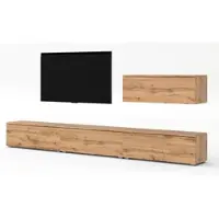 AX Living Wandmeubel Loriano IV, bruin eikenhout, Wotan, 300 cm breed