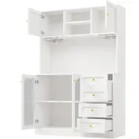 STILVORA Buffetkast - Grote Opbergruimte Met Ledlicht En 4 Deuren - Landelijke Stijl Voor Keuken En Woonkamer - MDF Wit - 120x40x188 Cm
