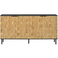 OKWISH Dressoir - Mosaïek Deuren - 160x35x80,5 cm - 2 Deuren - Opbergruimte voor Woonkamer en Hal - Spaanplaat Naturel