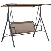 MODFU - Tuinschommelbank - Verstelbare Luifel - Elegant Ontwerp - Voor Tuin En Terras - Metaal - Bruin - 172 X 110 X 155 Cm