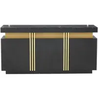 MODFU Opbergkast 140x38x70 cm van spaanplaat, met 3 deuren en verstelbare planken, zwart