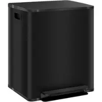 MODFU - Pedaalemmer Voor Afvalscheiding - Soft-Close Deksel - Modern - Voor Keuken Of Kantoor - Roestvrij Staal - Zwart - 47,7 x 37,5 x 56 cm