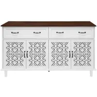 MODFU - Dressoir - 4 Deuren En 2 Laden - Verstelbare Planken - Retro - Woonkamer Of Eetkamer - Spaanplaat - Wit