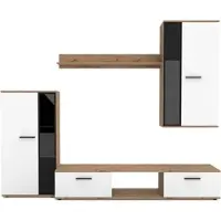 AX Living Wandmeubel Formilo, 240 cm – Hoogwaardige kwaliteit, modern design, eikenhout "Artisan" wit