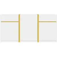 OKWISH Dressoir – Hoogglans Opbergkast – 160 x 40 x 78 cm – 3 Deuren 2 Laden – Wit Met Gouden Details