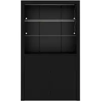 OKWISH Vitrine – 100x35x170 cm – 2 Deuren – Met LED en App-Besturing – Hoogglans Voorzijde – MDF Zwart – 2 Glazen Planken – Draagkracht 80 kg