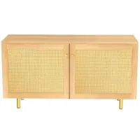 MODFU - Sideboard - Gevlochten Rattan Deuren - Minimalistisch - Voor Eetkamer - MDF - Naturel