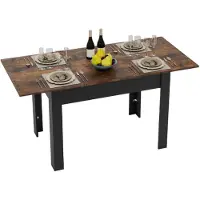 Puluomis - Uitschuifbare eettafel - 105-150x70 cm - Industriële keukentafel - Bruin - Rechthoekig tafelblad voor 4-6 personen