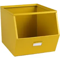 Urban Living Stapelbare opbergmand Open Metal Box - L23 x B32 x H21 cm - metaal - geel - Opbergmanden