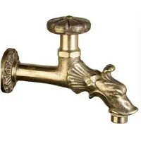 Pb Garden Vintage Wand Fonteinkraan Koudwaterkraan Brons met Tuinslangaansluiting en Rond Handvat 1208969784