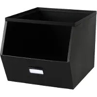 Urban Living Stapelbare opbergmand Open Metal Box - L23 x B32 x H21 cm - metaal - zwart - Opbergmanden