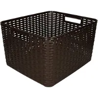 PlasticForte Opbergmand - Kastmand - rotan kunststof - donkerbruin - 18 Liter - 29 x 39 x 20 cm - Opbergmanden