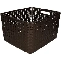 PlasticForte Opbergmand - Kastmand - rotan kunststof - donkerbruin - 28 Liter - 34 x 40 x 23 cm - Opbergmanden