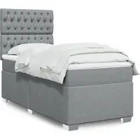 vidaXL Boxspring met matras stof lichtgrijs 90x200 cm