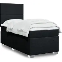 vidaXL Boxspring met matras stof zwart 100x200 cm