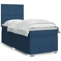 vidaXL Boxspring met matras stof blauw 100x200 cm