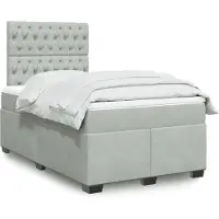 vidaXL Boxspring met matras fluweel lichtgrijs 120x190 cm