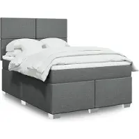 vidaXL Boxspring met matras stof donkergrijs 140x200 cm