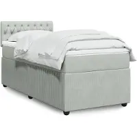 vidaXL Boxspring met matras fluweel lichtgrijs 90x190 cm