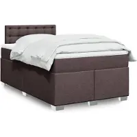 vidaXL Boxspring met matras stof donkerbruin 120x190 cm