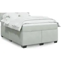vidaXL Boxspring met matras fluweel lichtgrijs 160x200 cm