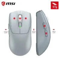 MSI FORGE GM340 WIRELESS SKY – Gamingmuis – Draadloos RF - Bluetooth – Optisch – 12.000 DPI
