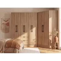Vente-unique Hoekkast met 8 deuren en 2 lades - L263 cm - Kleur: houtlook - FEOVA