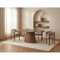 Vente-unique Eettafel 6 personen met notenfineer - Donker naturel - ANTELADA